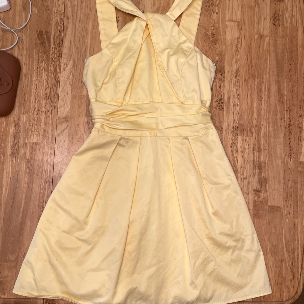 Yellow Mini Formal Dress by David’s Bridal